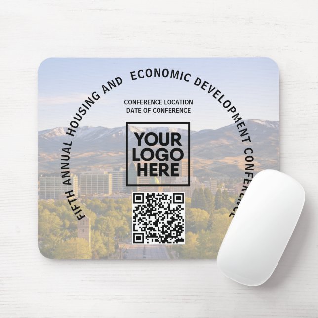 Business Conference Replace Photo Logo QR Code  Mousepad (Mit Mouse)