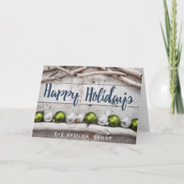 Business Corporate Rustic Happy Holidays Card Feiertagskarte