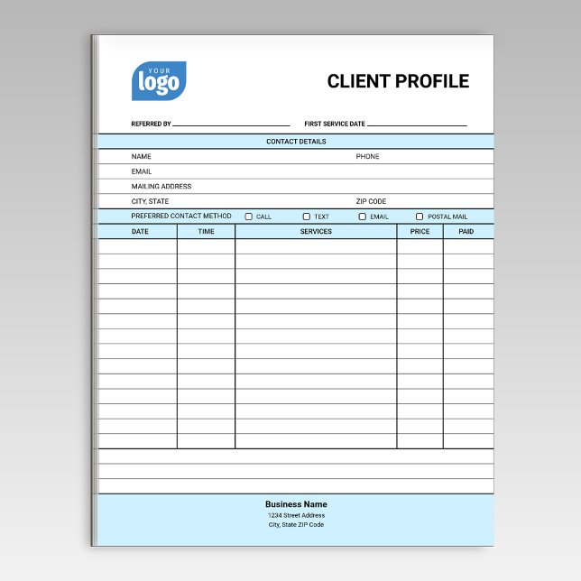 Business Customer Client Profile Sheet Notepad Notizblock (Von Creator hochgeladen)
