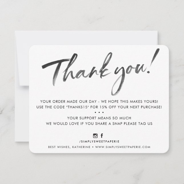 BUSINESS DANK IHNEN elegante Aquarellfarbe schwarz Dankeskarte (Vorderseite)