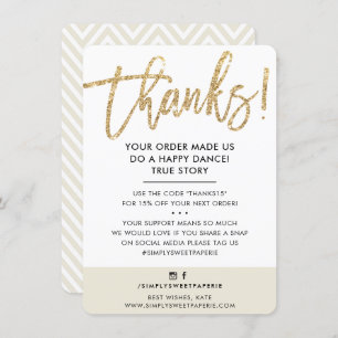 BUSINESS DANK IHNEN moderne Goldcreme Glitzer Elfe Dankeskarte