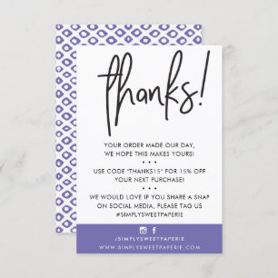 BUSINESS DANK IHNEN modernen Kunden lila ikat Dankeskarte