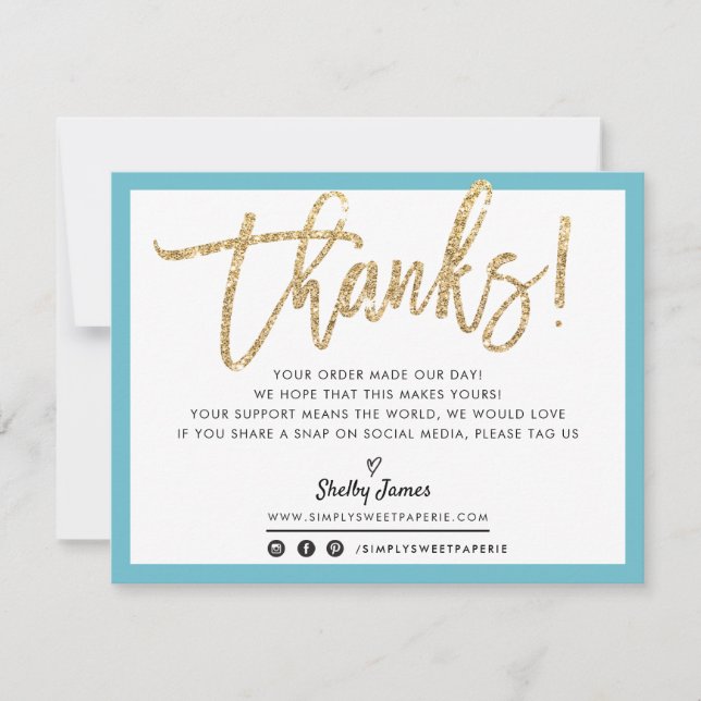 BUSINESS DANK IHNEN modernen schicken Gold Glitzer Dankeskarte (Vorderseite)