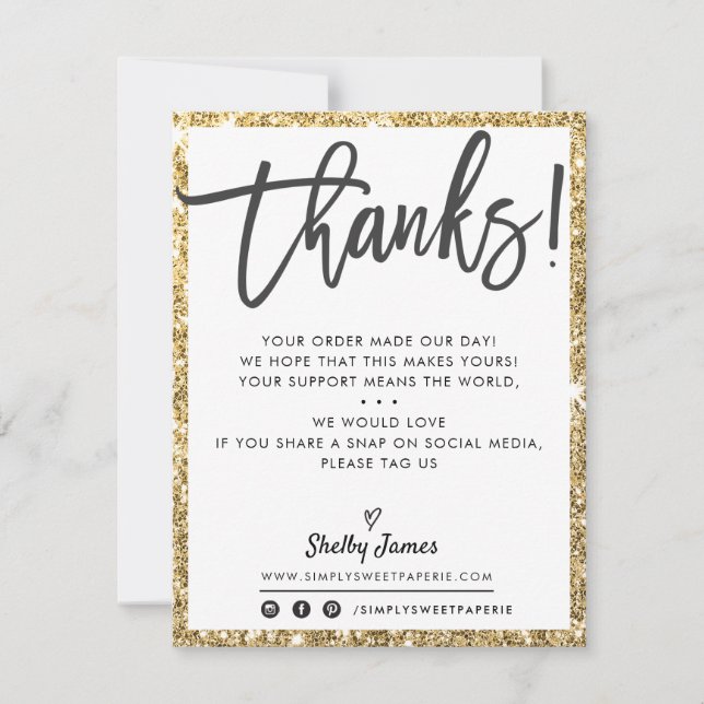 BUSINESS DANK IHNEN Moderner schicker Glitzer aus  Dankeskarte (Vorderseite)