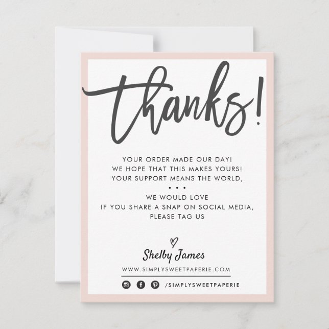 BUSINESS DANK IHNEN modernes, schicke, schwarze Ro Dankeskarte (Vorderseite)