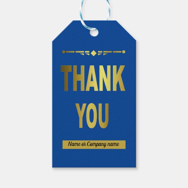 Business Danke Blue Typografy Geschenkmarke Geschenkanhänger (Vorderseite)