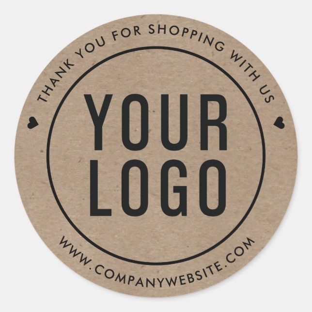 Business Danke Custom Logo Kraft Paper Runder Aufkleber (Vorderseite)