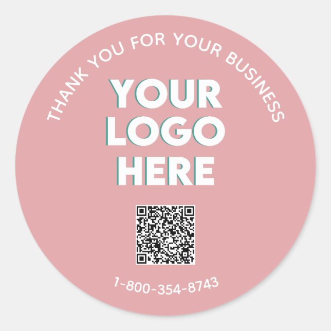 Business danke Ihnen Custom Logo QR Code Classic Runder Aufkleber (Vorderseite)