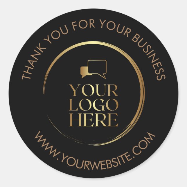 Business Danke Stickers Custom Logo Gold schwarz (Vorderseite)