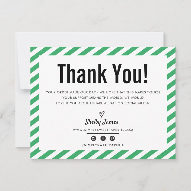 BUSINESS DANKEN SIE moderne minimale grüne LOGO Dankeskarte (Vorderseite)