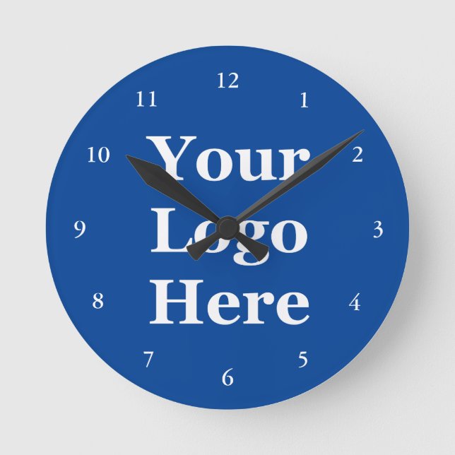 Business Deep Blue Template Ihr Logo hier Runde Wanduhr (Vorderseite)
