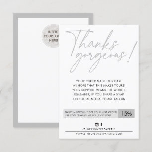BUSINESS DISCOUNT Moderner Kugelschreiber grau Dankeskarte