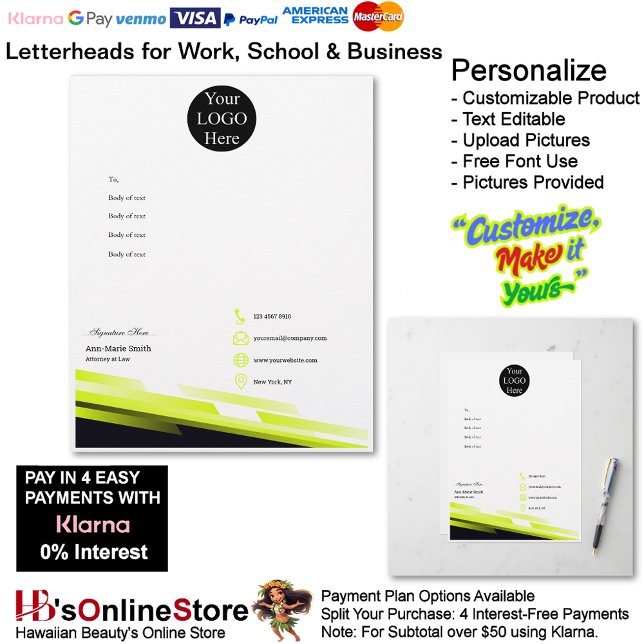 Business Electric Lime Logo Company Name Signature Briefbogen (Business Electric Lime Logo Company Name Signature Letterhead.)