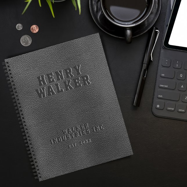 Business Embossed Personalisiert Black Vegan Leath Notizbuch (Von Creator hochgeladen)