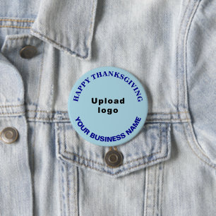 Business Erntedank Gruß auf Light Blue Round Button
