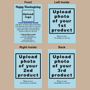 Business Erntedank Light Blue Faltgrinsen Karte