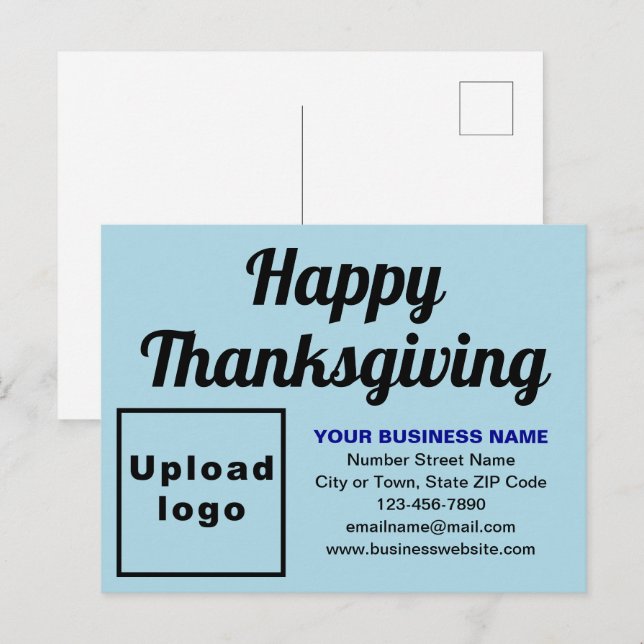 Business Erntedank Light Blue Holiday Postkarte (Vorne/Hinten)