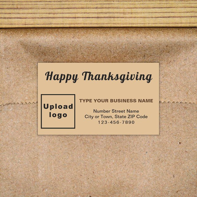 Business Erntedank Light Brown Rechteckiger Aufkleber (Your business brand with Thanksgiving greeting on light brown rectangle sticker.)