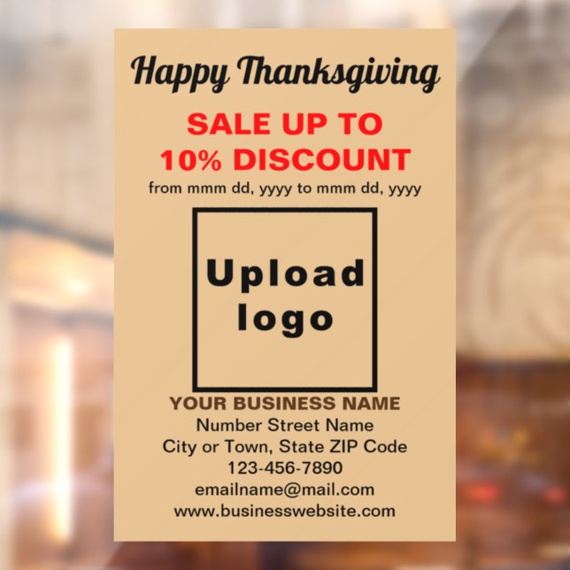 Business Erntedank Sale on Light Brown Fensteraufkleber (Blatt 2)