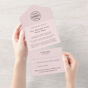 Business Event   Minimalistische Rosa Logo-UAWG All In One Einladung