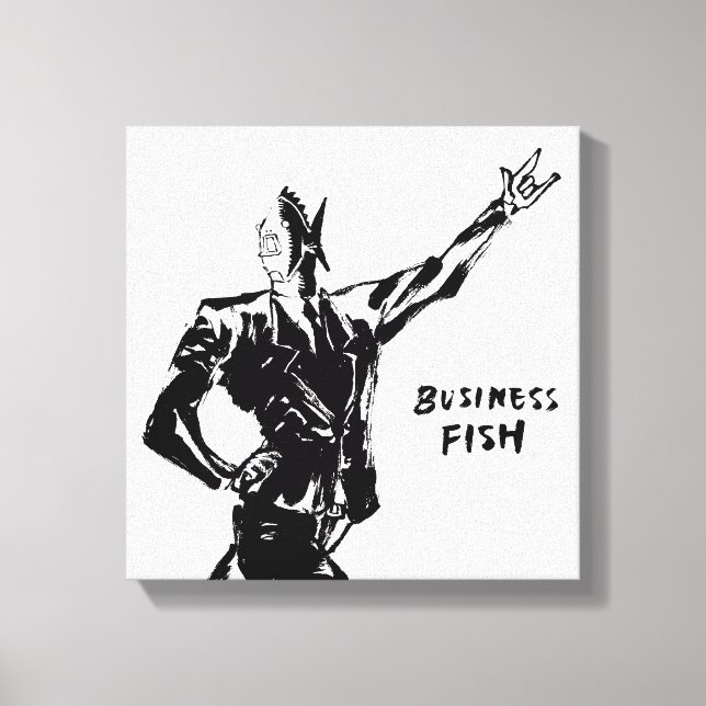 Business Fish Ink Malerei (Version ZEN) Leinwanddruck (Vorderseite)