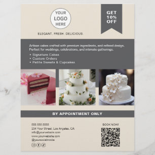 Business Flyer für Bäckerei Cake Custom Logo