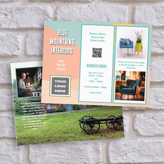 Business Flyer Z-folded QR code Photo Templates (Von Creator hochgeladen)