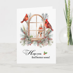 Business Get Well Kardinal Birds in Winter Window Karte