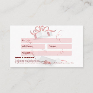 Business gift certificate $100 visitenkarte