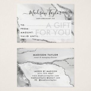 Business Gift Certificate Silver Glitter Agate