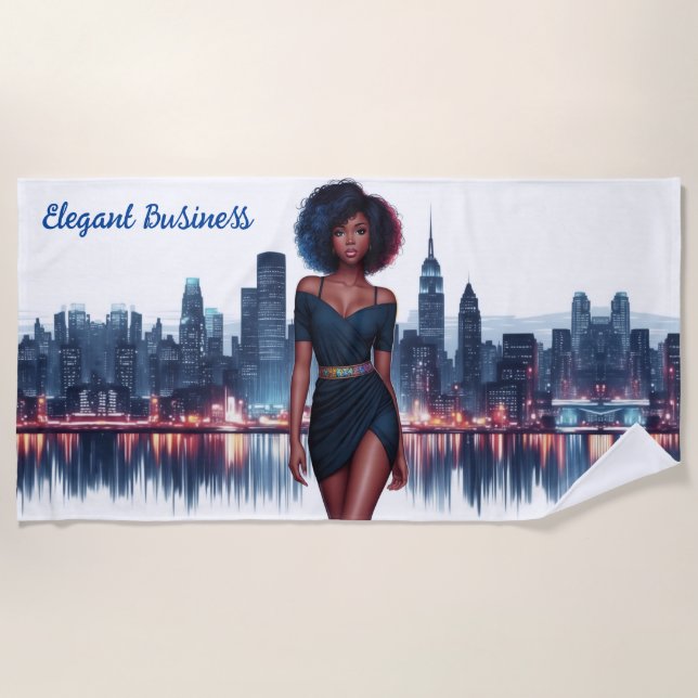 Business Girl African fashion - Abend Stadt Strandtuch (Vorderseite)