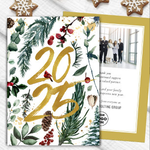 Business Gold 2025 Weihnachts Pine Bough Feiertagskarte