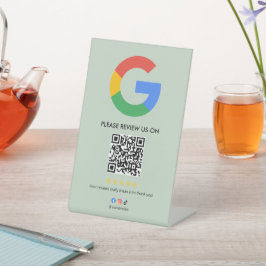 Business Google Review Tabletop Sign l QR Code Sockelschild