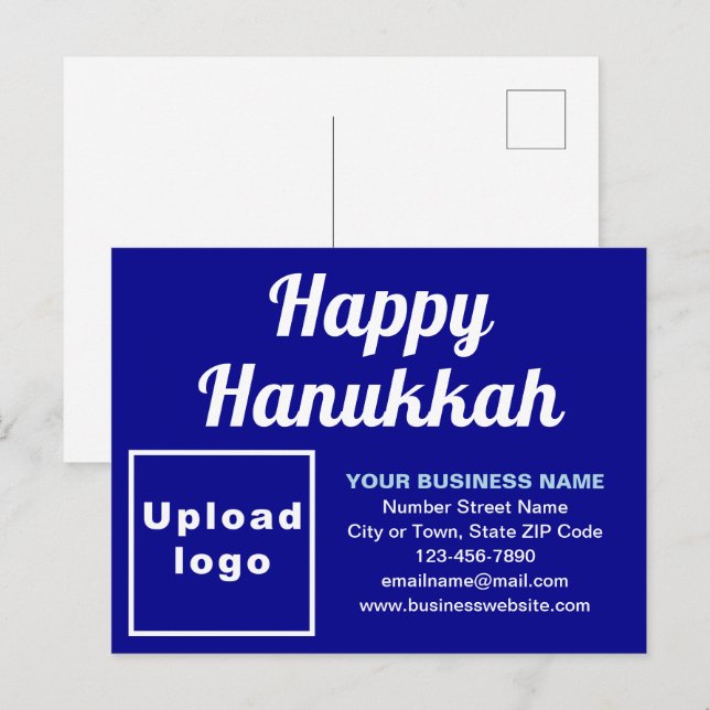 Business Hanukkah Blue Holiday Postkarte (Vorne/Hinten)
