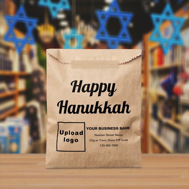 Business Hanukkah Brown Paper Bag Geschenktütchen (Business brand with Hanukkah greeting on brown paper bag)