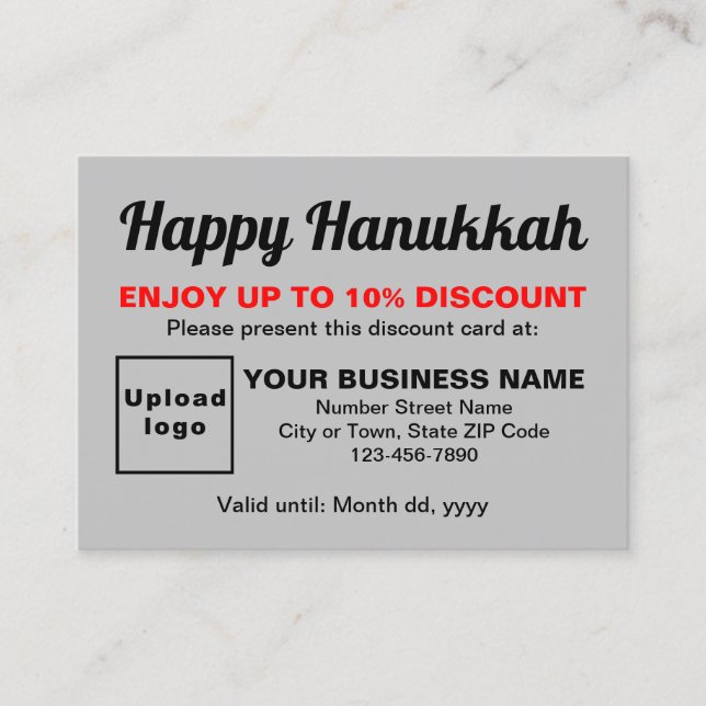 Business Hanukkah Gray Discount Card Rabattkarte (Vorderseite)