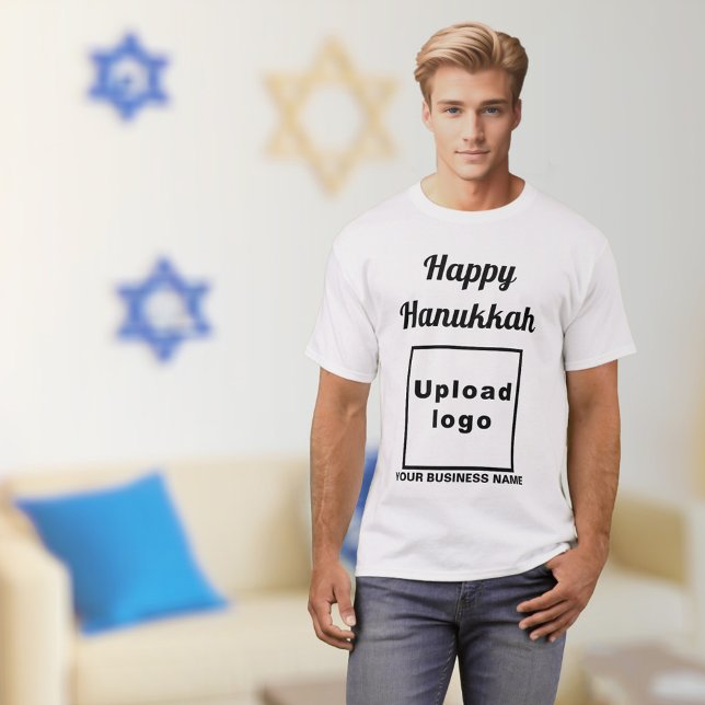 Business Hanukkah Gruß auf Weißem T - Shirt (Hanukkah greeting, business name and logo on white t-shirt)