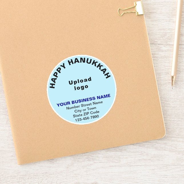 Business Hanukkah Light Blue Round Vinyl Sticker (Notizbuch)