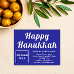 Business Hanukkah Small Blue Flat Ferienkarte Feiertagskarte<br><div class="desc">Happy Hanukka! Herzlichen Glückwunsch, Frieden und Segen dieses Fest der Lichter. Ein Urlaub zum Feiern und zur Werbung auch für Ihr Geschäft. Kleine, flache Ferienkarte, die Sie anpassen können, um Ihre Business-Marke und mit Hanukkah Gruß. Passen Sie es an und nutzen Sie es, um Ihre Kunden oder Kunden zu begrüßen...</div>