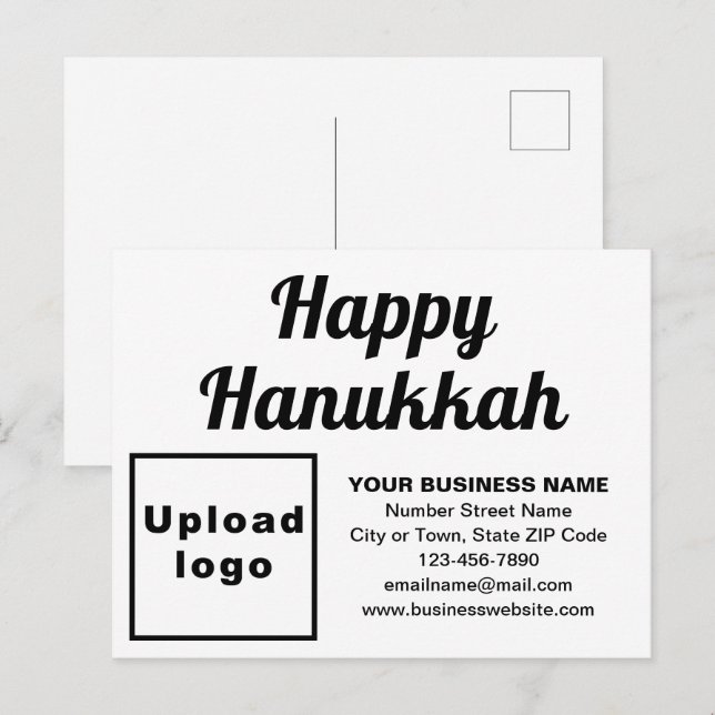 Business Hanukkah White Holiday Postkarte (Vorne/Hinten)