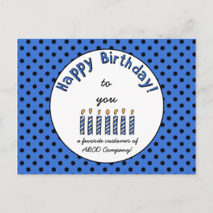 Business Happy Birthday Coupon Blue Postkarte