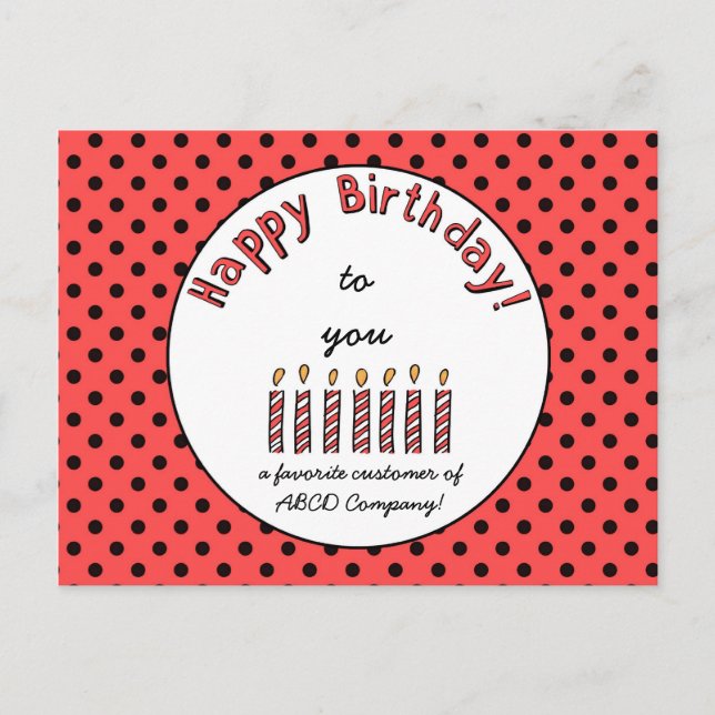 Business Happy Birthday Coupon Orange-Red Postkarte (Vorderseite)