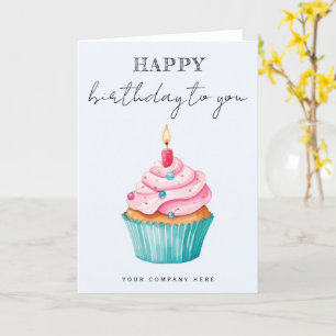 Business Happy Birthday Watercolor Cupcake Karte