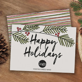 Business Happy Holidays Rustic Pine Trees Branches Feiertagskarte