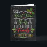 Business Holiday Chalkboard und Holly Theme Feiertagskarte<br><div class="desc">Es ist die beste Zeit des Jahres, um Ihrer Familie eine fröhliche Saison zu wünschen! Für alle Unternehmen, die ihre Kunden, Kunden, Verkäufer, Lieferanten und/oder Mitarbeiter als ihre erweiterte Familie betrachten, hat dieser rote, grüne und goldgelbe Chalkboard-Themenabend ein sehr trendiges und modernes Ambiente, sodass Ihr Unternehmen während der Ferienzeit reichen...</div>