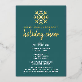 Business Holiday Cheer Party - moderne Schneeflock Folieneinladung
