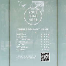 Business Hours Logo Create QR Code White Lettering Fensteraufkleber