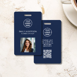Business ID Card Modernes Logo Foto Navy Ausweis