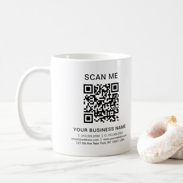 Business Info QR Code Scan Me Werbe-Custom Kaffeetasse (Mit Donut)