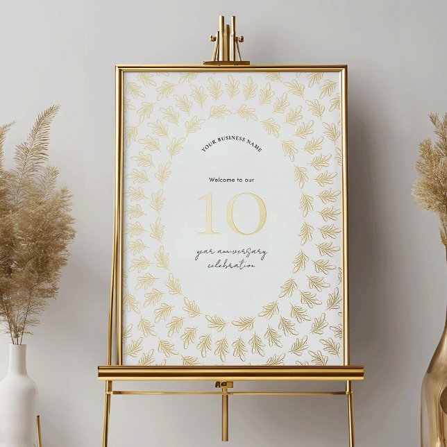 Business-Jubiläum Party Parco Civico-Ciani Foliendrucke (Elegant gold foil business anniversary welcome print - place it in a frame and display as a sign)